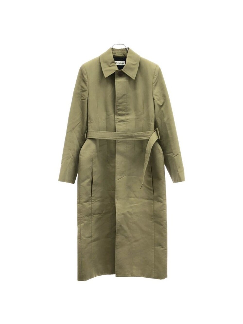 Balenciaga Waist Shape Belted Soutien Collar Coat Green 36